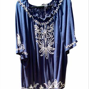 Navy blue tunic length blouse